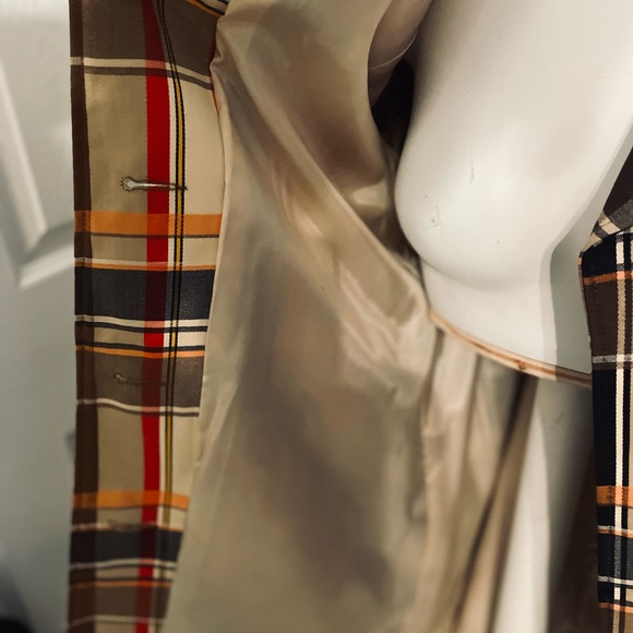 Rare Vtg Montgomery Ward Plaid Trench Coat Med Mod / gogo Vibe Mint! Must Have! - Picture 7 of 7